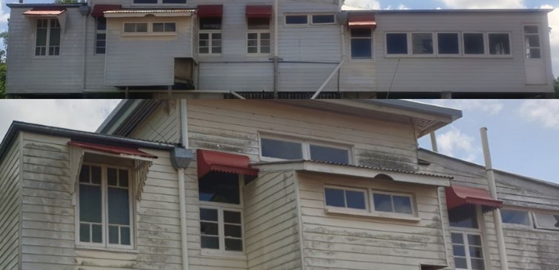 Before and after of mould removal on a Bundaberg house