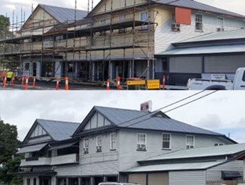 exterior building clean before painting of public venue