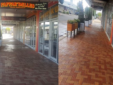 Pressure cleaning pavers for Bundaberg food outlets
