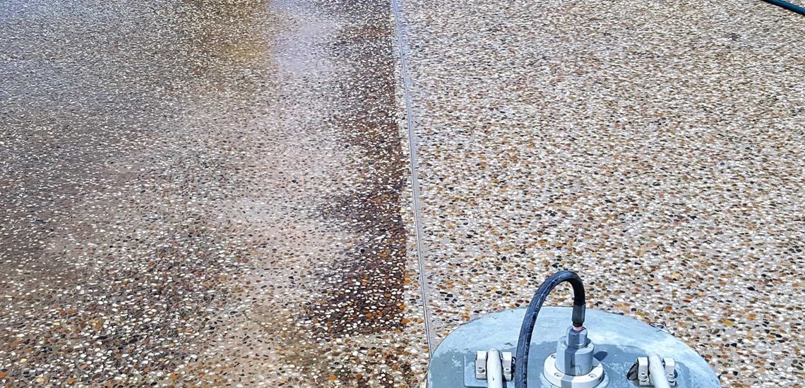 During driveway cleaning