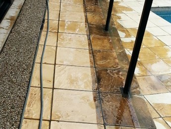Pavement cleaning around a pool