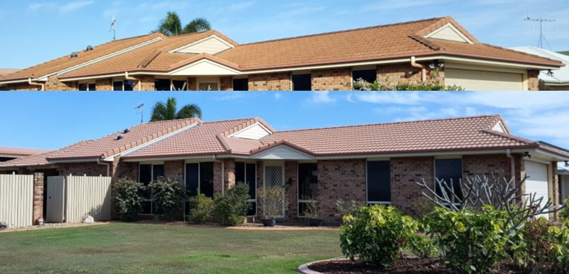 Before and after roof cleaning